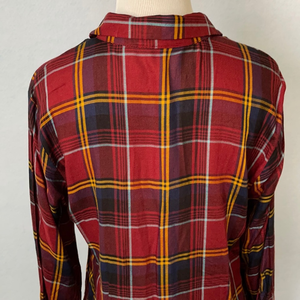Peace & Pearls Plaid 3/4-Half Sleeve Button Shirt - Picture 7 of 12